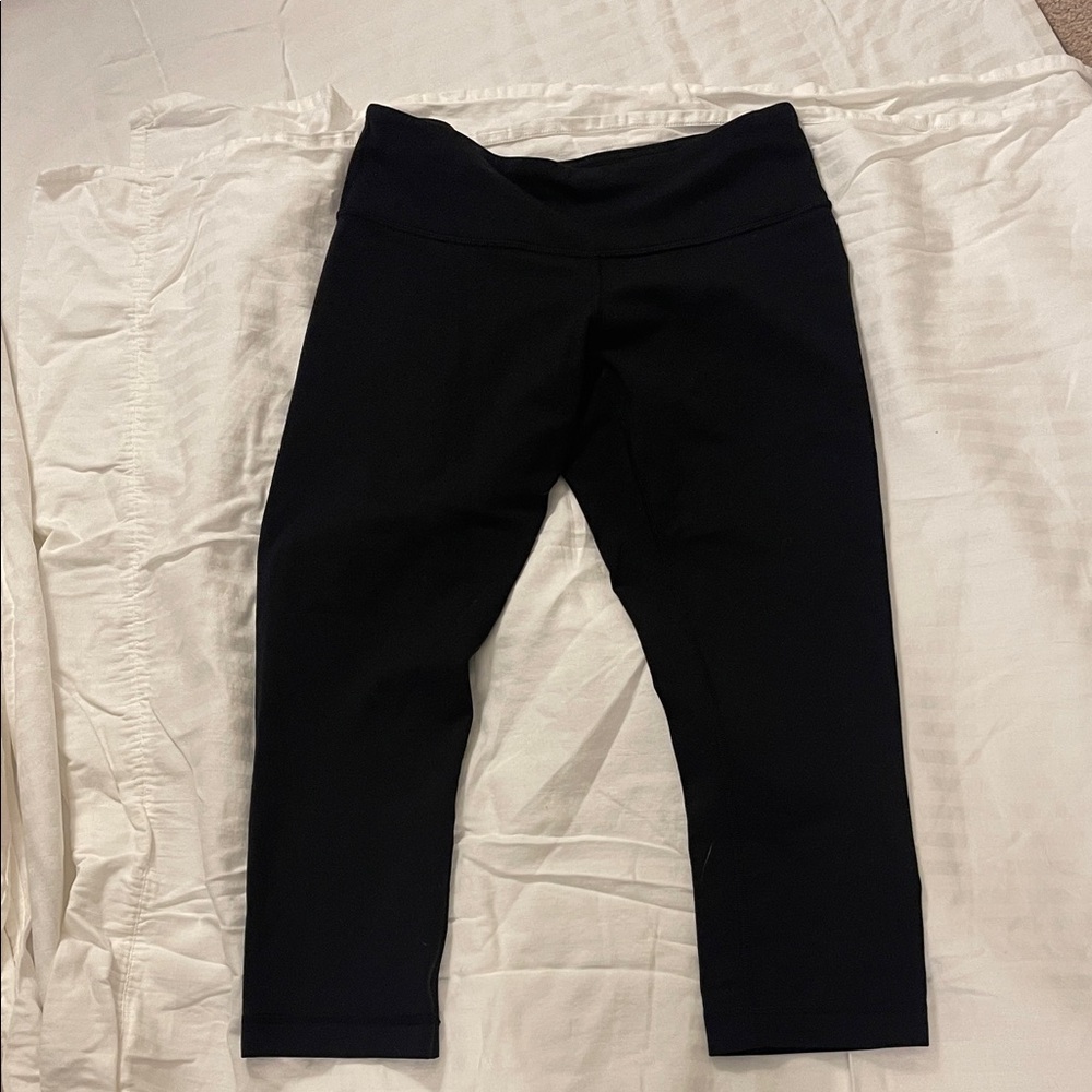 Lululemon athletica Black Capri Leggings with Wide Waistband